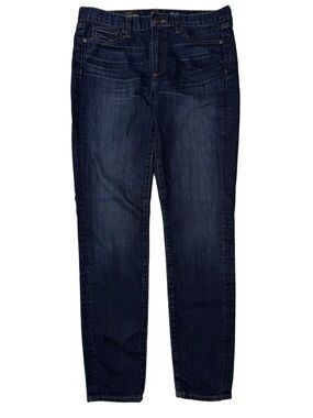 {J. Crew} "Mid Rise Toothpick" Dark Blue Slim Skinny Leg Stretch Denim Jeans